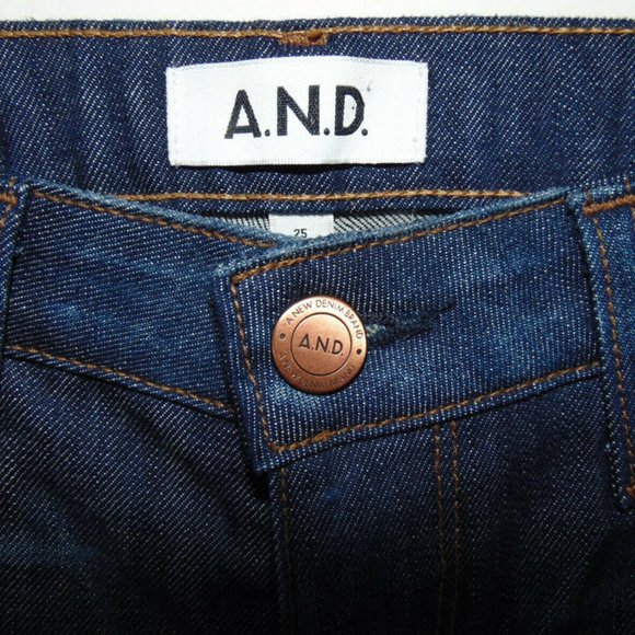 NEW ~A.N.D.  A New Denim Slouchy Ciggie W/ Slit Distressed Skinny JEANS Size 25 - Picture 3 of 9